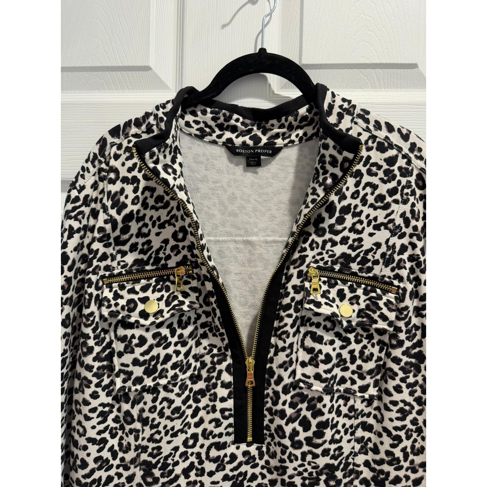 Boston Proper Leopard Print Zippered Dress XL Animal Print Gold Hardware 4563BP - Picture 3 of 7